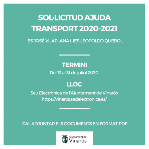 S'obri el termini per a les ajudes al transport curs 2020-2021