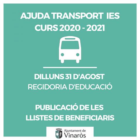 Ajuda Transport IES, curs 2020-2021