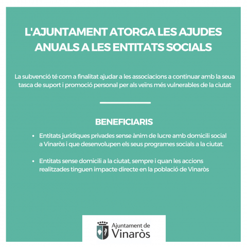 El Ajuntament otorga las ayudas anuales a las entidades sociales