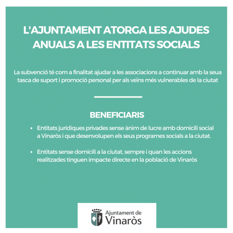 L'Ajuntament atorga les ajudes anuals a les entitats socials