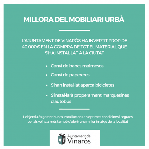 Obres i Serveis millora el mobiliari urbà del municipi