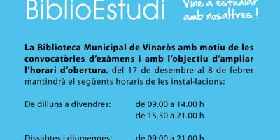 La Biblioteca Municipal ampliarà els horaris amb una nova edició de BiblioEstudi